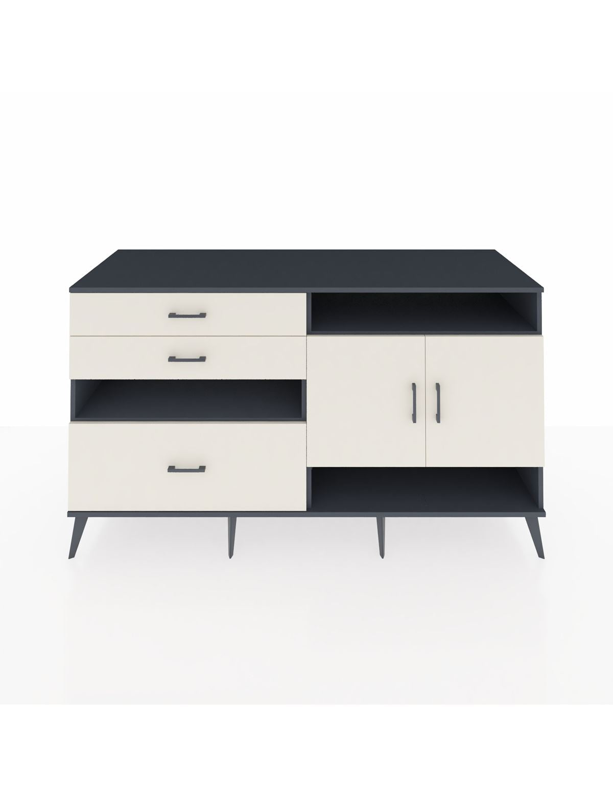 Kronos Konsol 4 Raflı 3 Çekmeceli 2 Kapaklı 176x59x99 Antrasit-Aytaşı