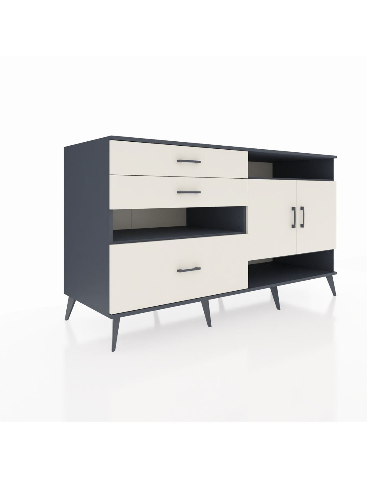 Kronos Konsol 4 Raflı 3 Çekmeceli 2 Kapaklı 176x59x99 Antrasit-Aytaşı