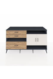 Kronos Konsol 4 Raflı 3 Çekmeceli 2 Kapaklı 176x59x99 Antrasit-Aytaşı/Çam