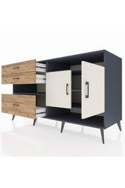 Kronos Konsol 4 Raflı 3 Çekmeceli 2 Kapaklı 176x59x99 Antrasit-Aytaşı/Çam