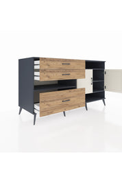 Kronos Konsol 4 Raflı 3 Çekmeceli 2 Kapaklı 176x59x99 Antrasit-Aytaşı/Çam