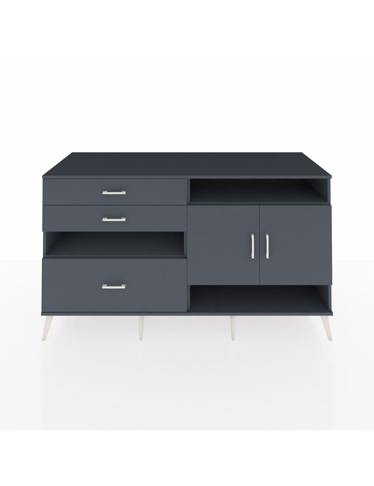 Kronos Konsol 4 Raflı 3 Çekmeceli 2 Kapaklı 176x59x99 Antrasit-Antrasit