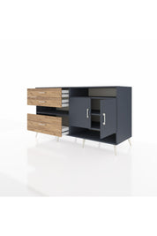 Kronos Konsol 4 Raflı 3 Çekmeceli 2 Kapaklı 176x59x99 Antrasit-Antrasit/Çam