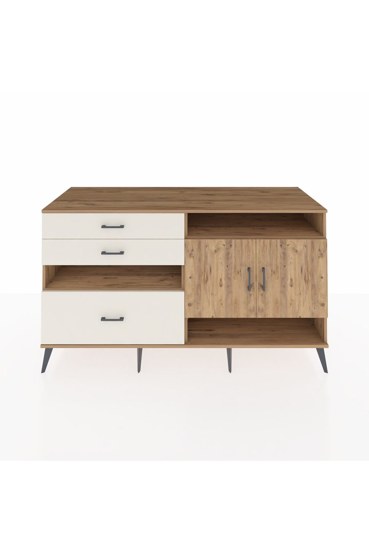 Kronos Konsol 4 Raflı 3 Çekmeceli 2 Kapaklı 176x59x99 Çam-Çam/Aytaşı