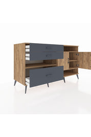 Kronos Konsol 4 Raflı 3 Çekmeceli 2 Kapaklı 176x59x99 Çam-Çam/Antrasit