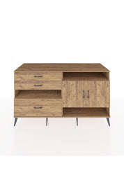 Kronos Konsol 4 Raflı 3 Çekmeceli 2 Kapaklı 176x59x99 Çam-Çam