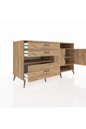 Kronos Konsol 4 Raflı 3 Çekmeceli 2 Kapaklı 176x59x99 Çam-Çam