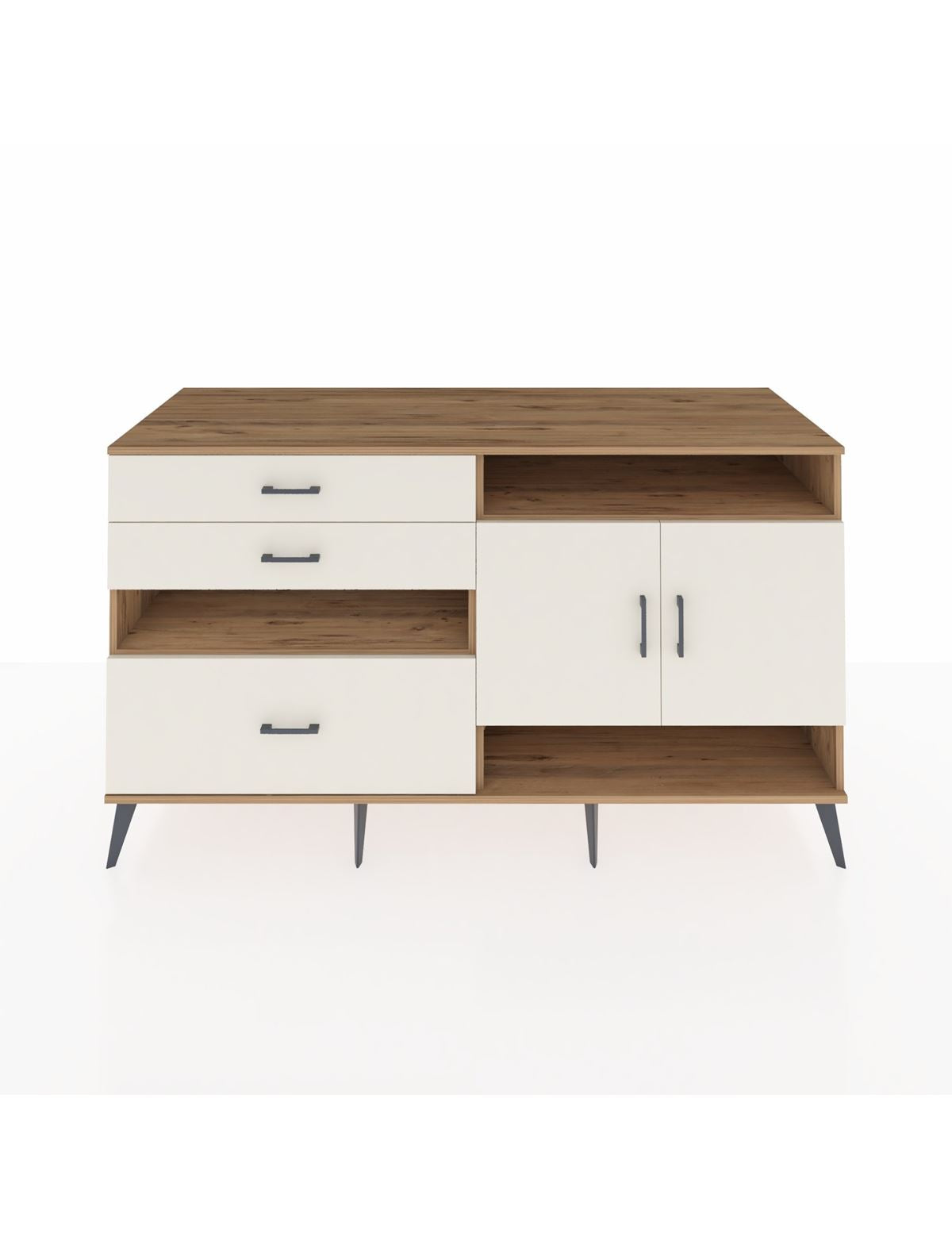 Kronos Konsol 4 Raflı 3 Çekmeceli 2 Kapaklı 176x59x99 Çam-Aytaşı