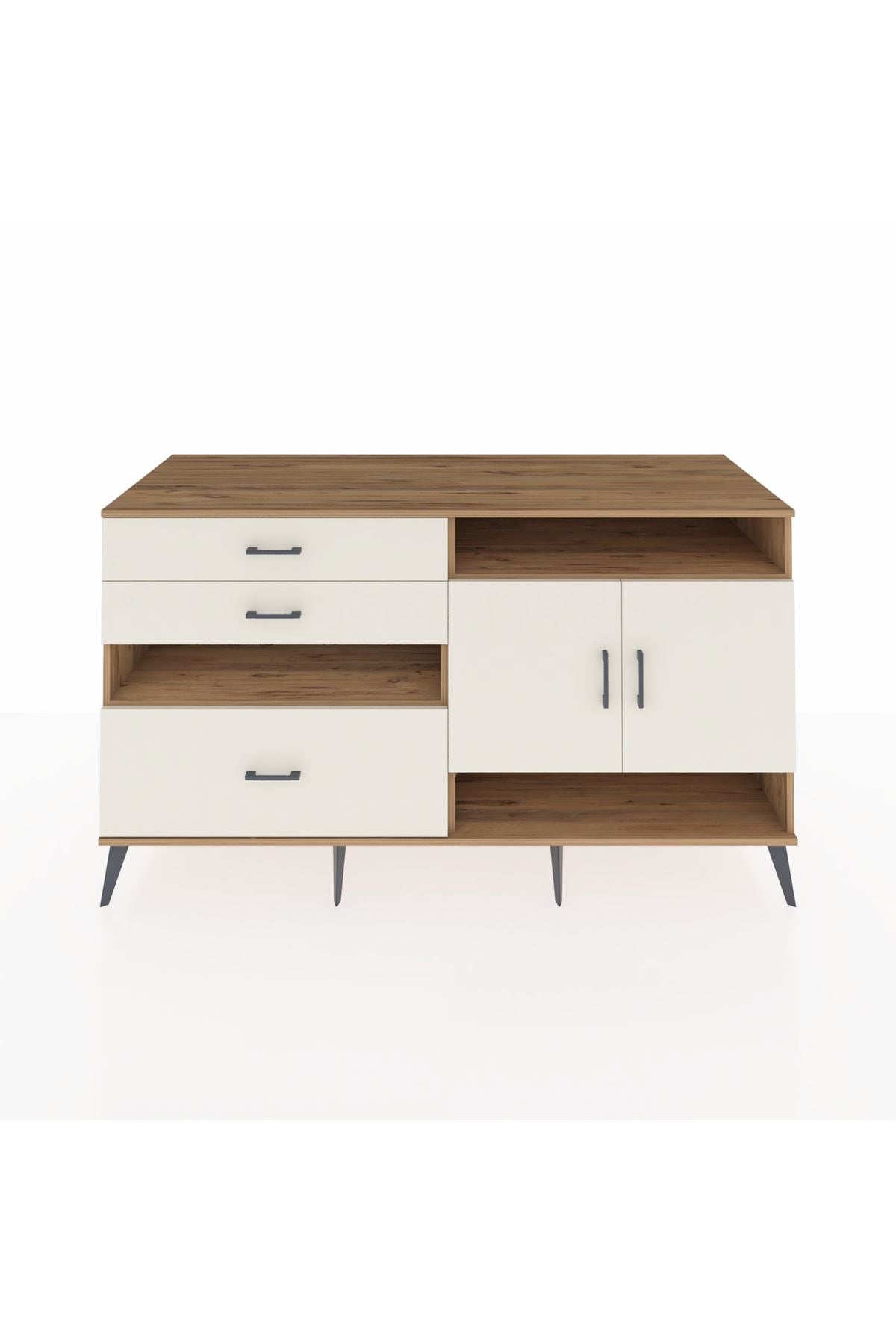 Kronos Konsol 4 Raflı 3 Çekmeceli 2 Kapaklı 176x59x99 Çam-Aytaşı