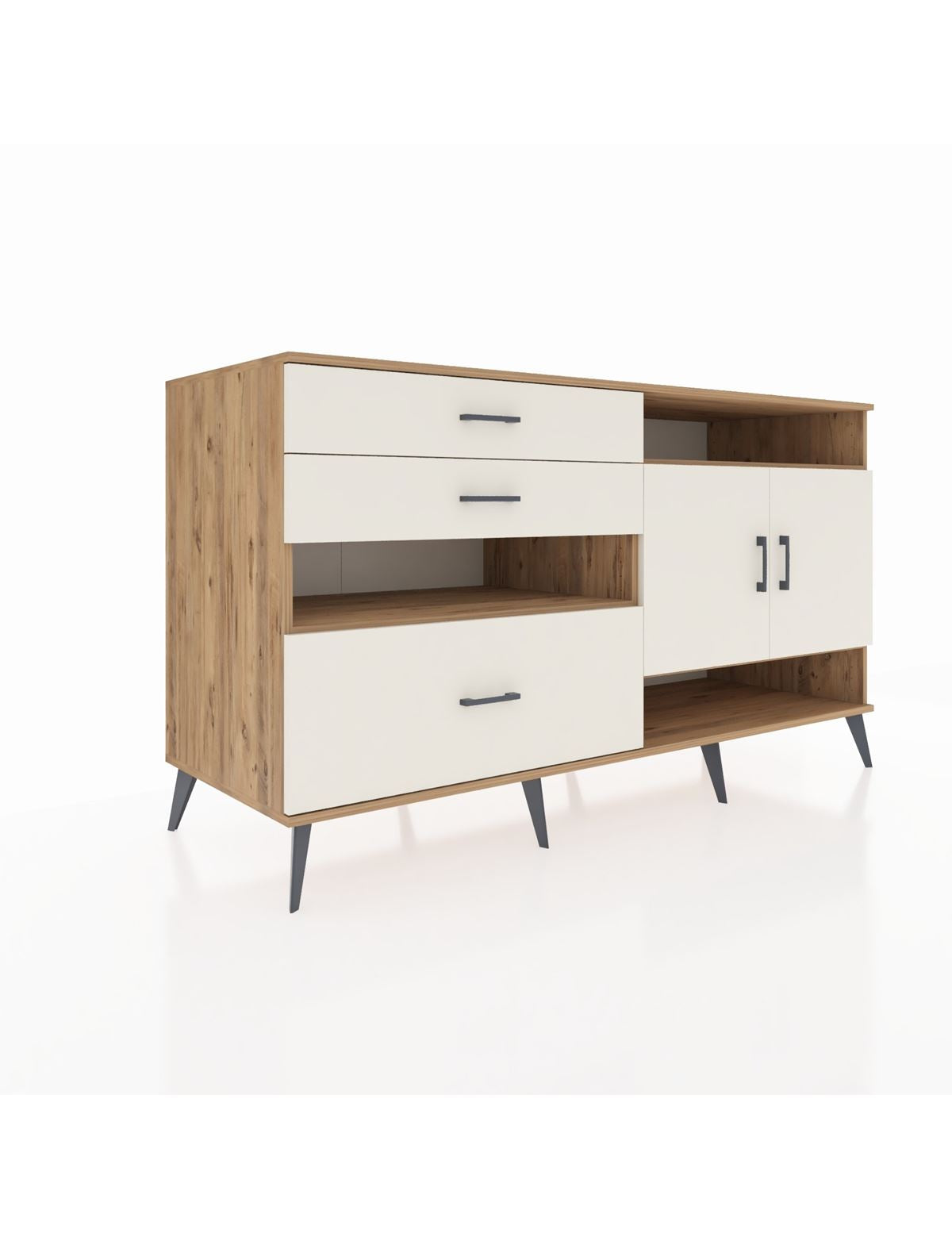 Kronos Konsol 4 Raflı 3 Çekmeceli 2 Kapaklı 176x59x99 Çam-Aytaşı