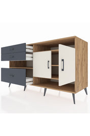 Kronos Konsol 4 Raflı 3 Çekmeceli 2 Kapaklı 176x59x99 Çam-Aytaşı/Antrasit