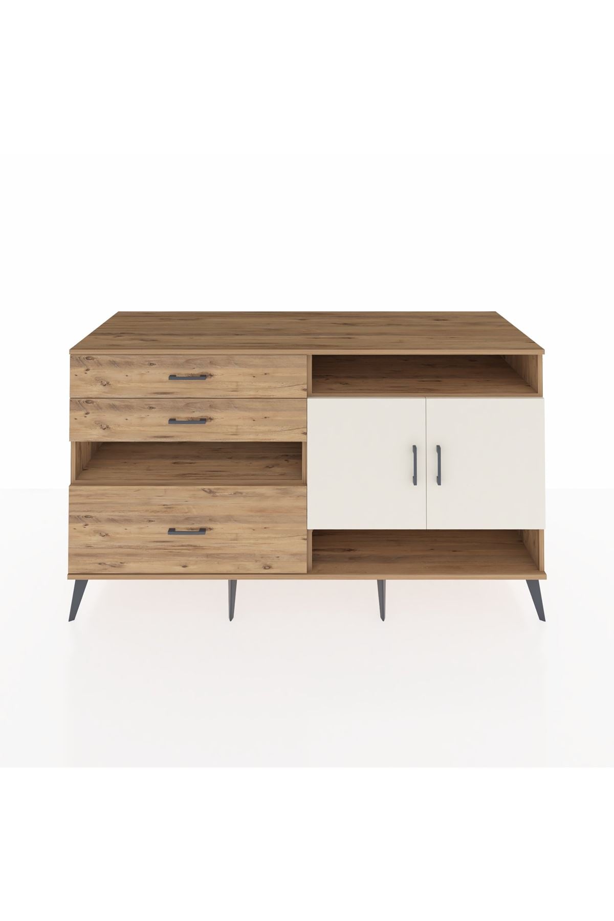 Kronos Konsol 4 Raflı 3 Çekmeceli 2 Kapaklı 176x59x99 Çam-Aytaşı/Çam