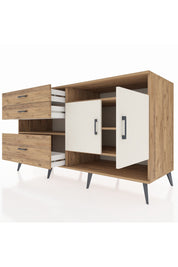 Kronos Konsol 4 Raflı 3 Çekmeceli 2 Kapaklı 176x59x99 Çam-Aytaşı/Çam