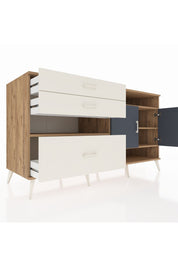 Kronos Konsol 4 Raflı 3 Çekmeceli 2 Kapaklı 176x59x99 Çam-Antrasit/Aytaşı