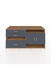 Kronos Konsol 4 Raflı 3 Çekmeceli 2 Kapaklı 176x59x99 Çam-Antrasit