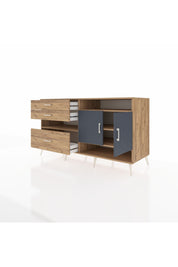 Kronos Konsol 4 Raflı 3 Çekmeceli 2 Kapaklı 176x59x99 Çam-Antrasit/Çam