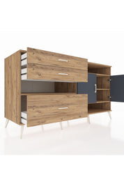 Kronos Konsol 4 Raflı 3 Çekmeceli 2 Kapaklı 176x59x99 Çam-Antrasit/Çam