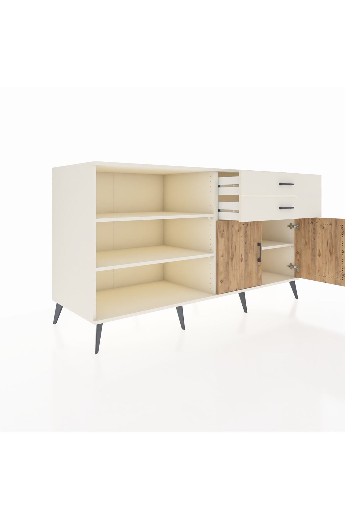 Kronos Konsol 3 Raflı 2 Çekmeceli 2 Kapaklı 176x59x99 Aytaşı-Çam/Aytaşı