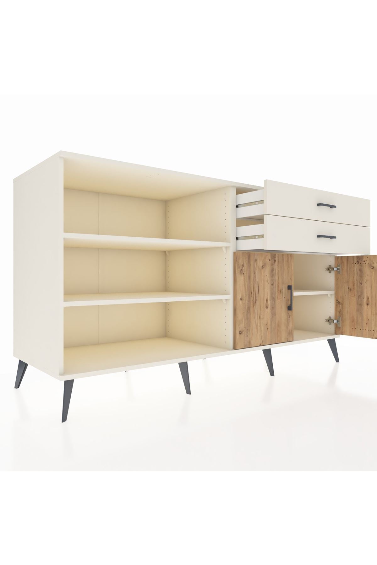 Kronos Konsol 3 Raflı 2 Çekmeceli 2 Kapaklı 176x59x99 Aytaşı-Çam/Aytaşı