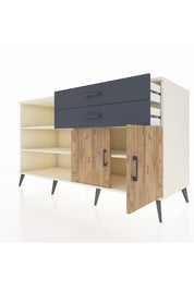 Kronos Konsol 3 Raflı 2 Çekmeceli 2 Kapaklı 176x59x99 Aytaşı-Çam/Antrasit