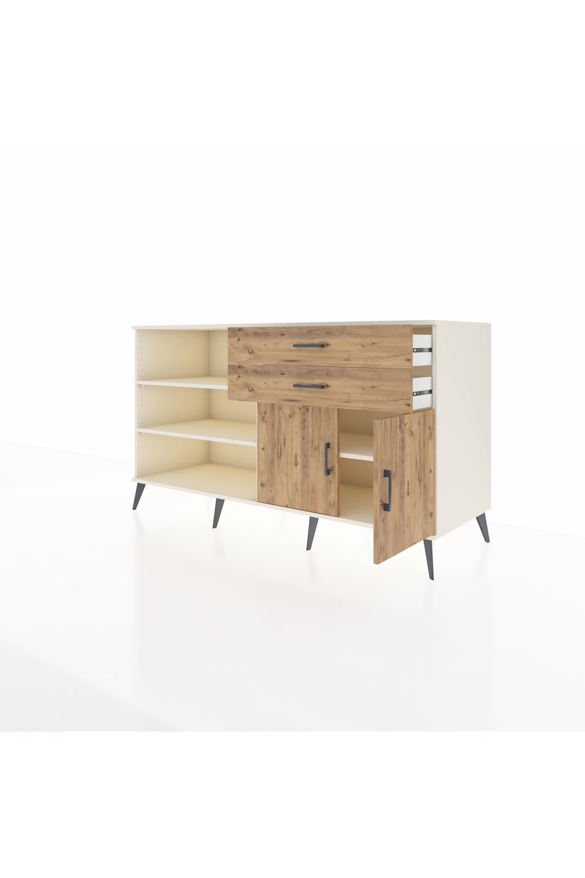 Kronos Konsol 3 Raflı 2 Çekmeceli 2 Kapaklı 176x59x99 Aytaşı-Çam