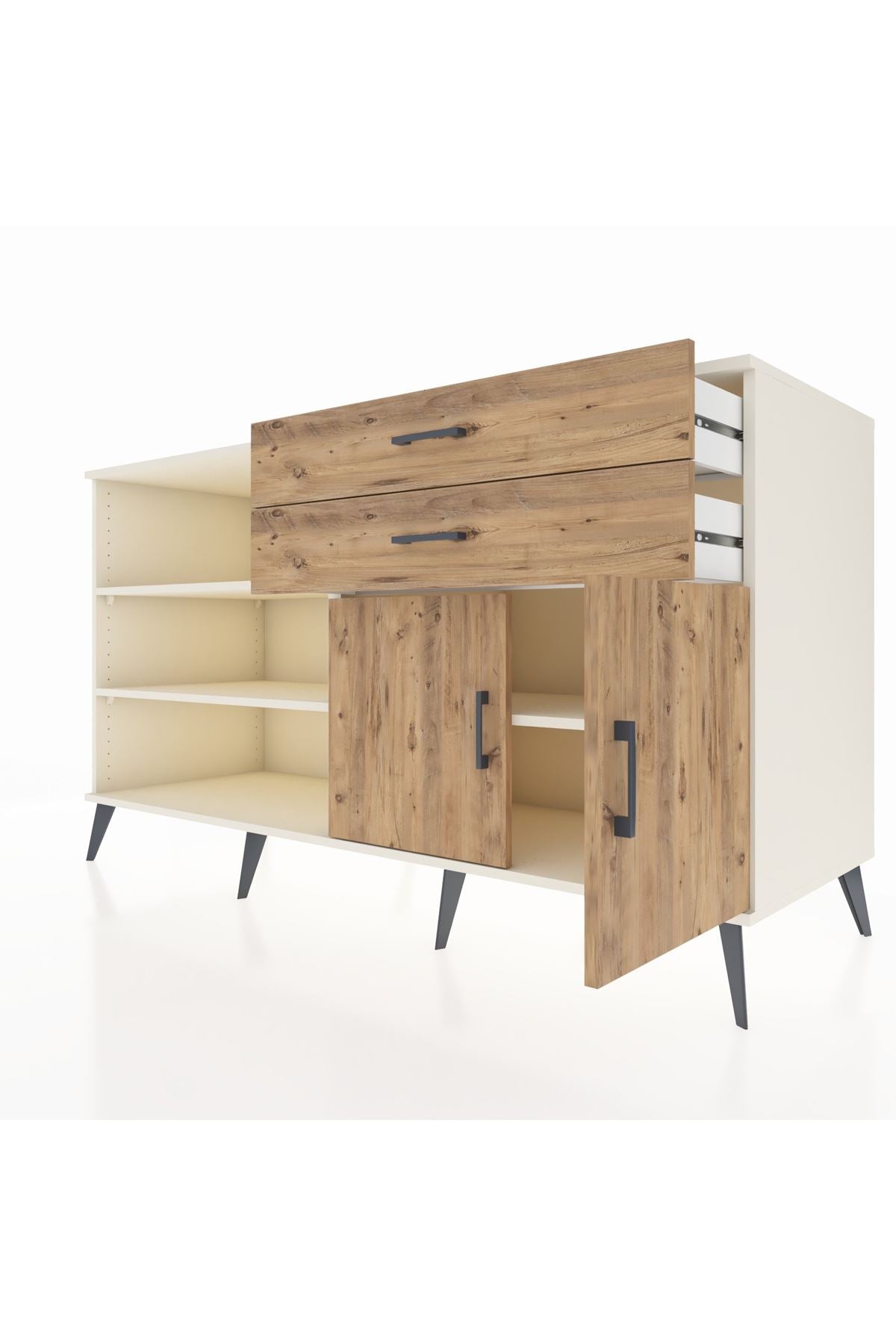 Kronos Konsol 3 Raflı 2 Çekmeceli 2 Kapaklı 176x59x99 Aytaşı-Çam