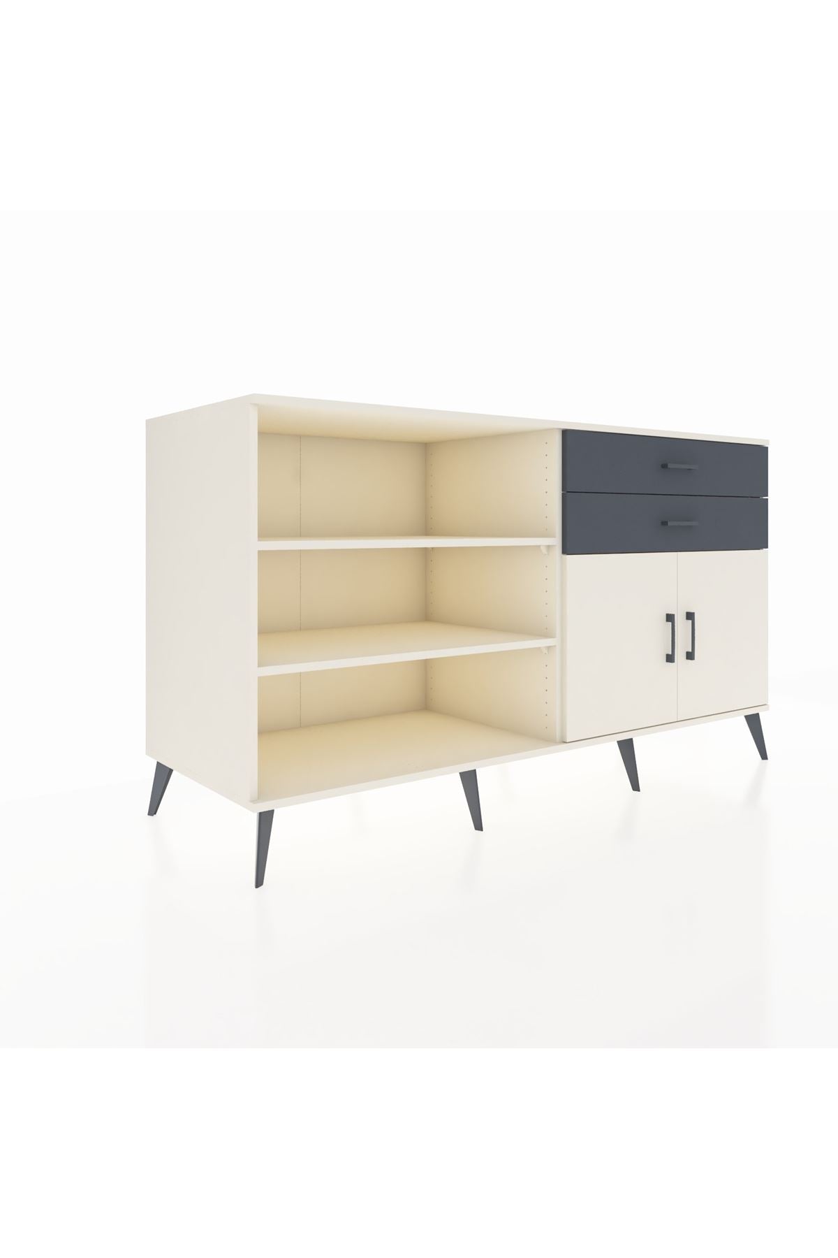 Kronos Konsol 3 Raflı 2 Çekmeceli 2 Kapaklı 176x59x99 Aytaşı-Aytaşı/Antrasit