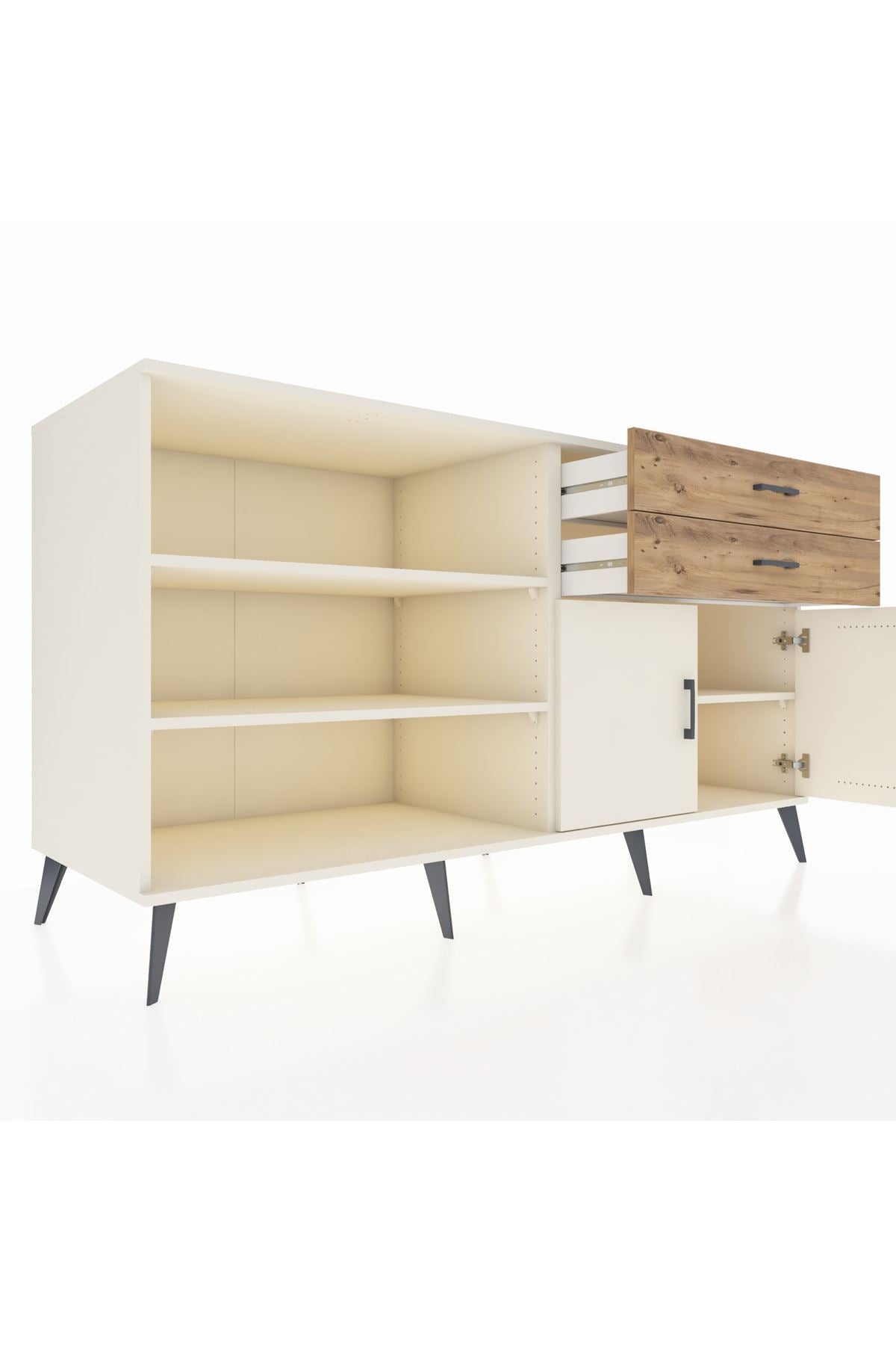 Kronos Konsol 3 Raflı 2 Çekmeceli 2 Kapaklı 176x59x99 Aytaşı-Aytaşı/Çam