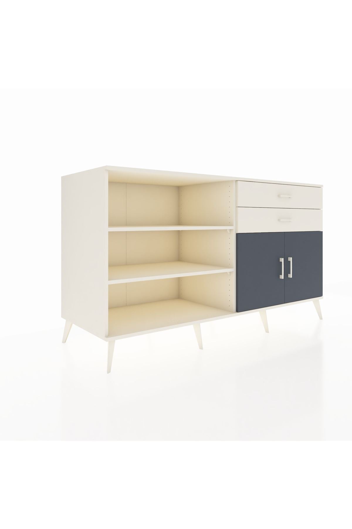 Kronos Konsol 3 Raflı 2 Çekmeceli 2 Kapaklı 176x59x99 Aytaşı-Antrasit/Aytaşı