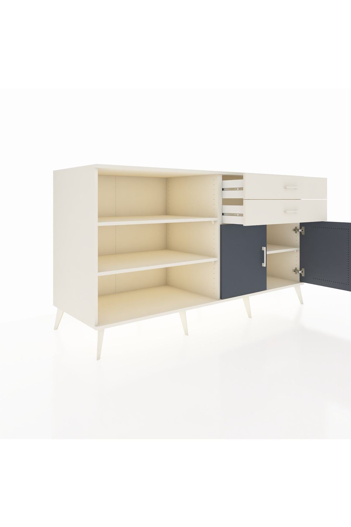 Kronos Konsol 3 Raflı 2 Çekmeceli 2 Kapaklı 176x59x99 Aytaşı-Antrasit/Aytaşı