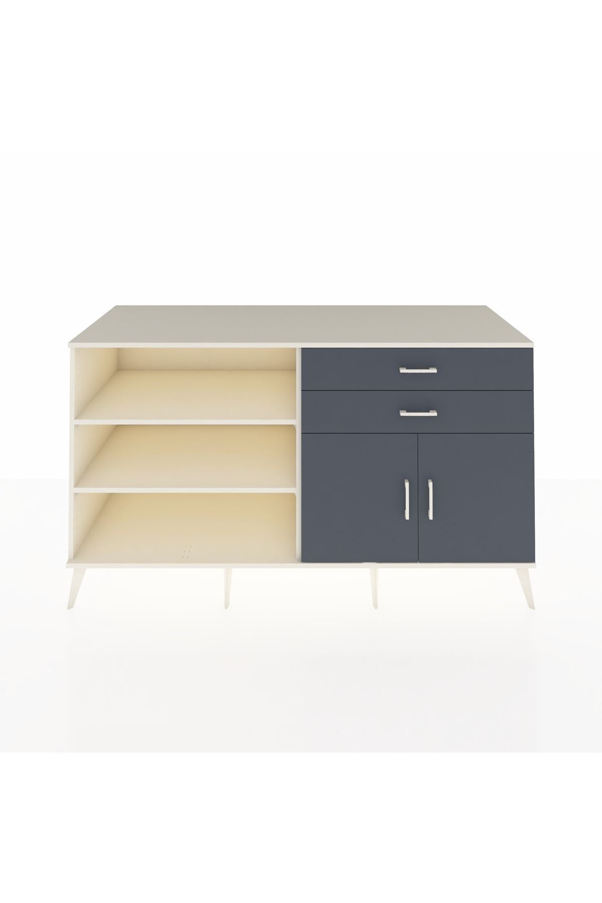 Kronos Konsol 3 Raflı 2 Çekmeceli 2 Kapaklı 176x59x99 Aytaşı-Antrasit