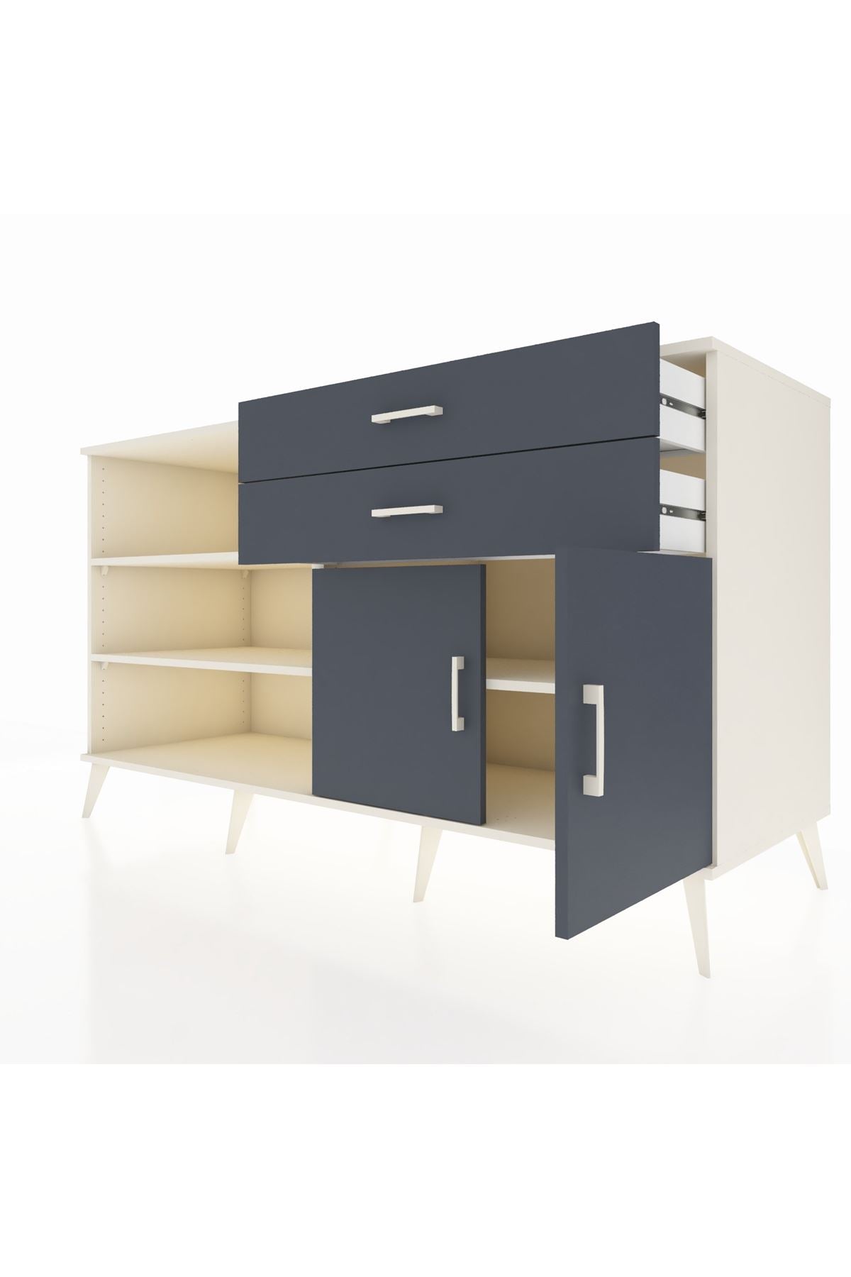 Kronos Konsol 3 Raflı 2 Çekmeceli 2 Kapaklı 176x59x99 Aytaşı-Antrasit