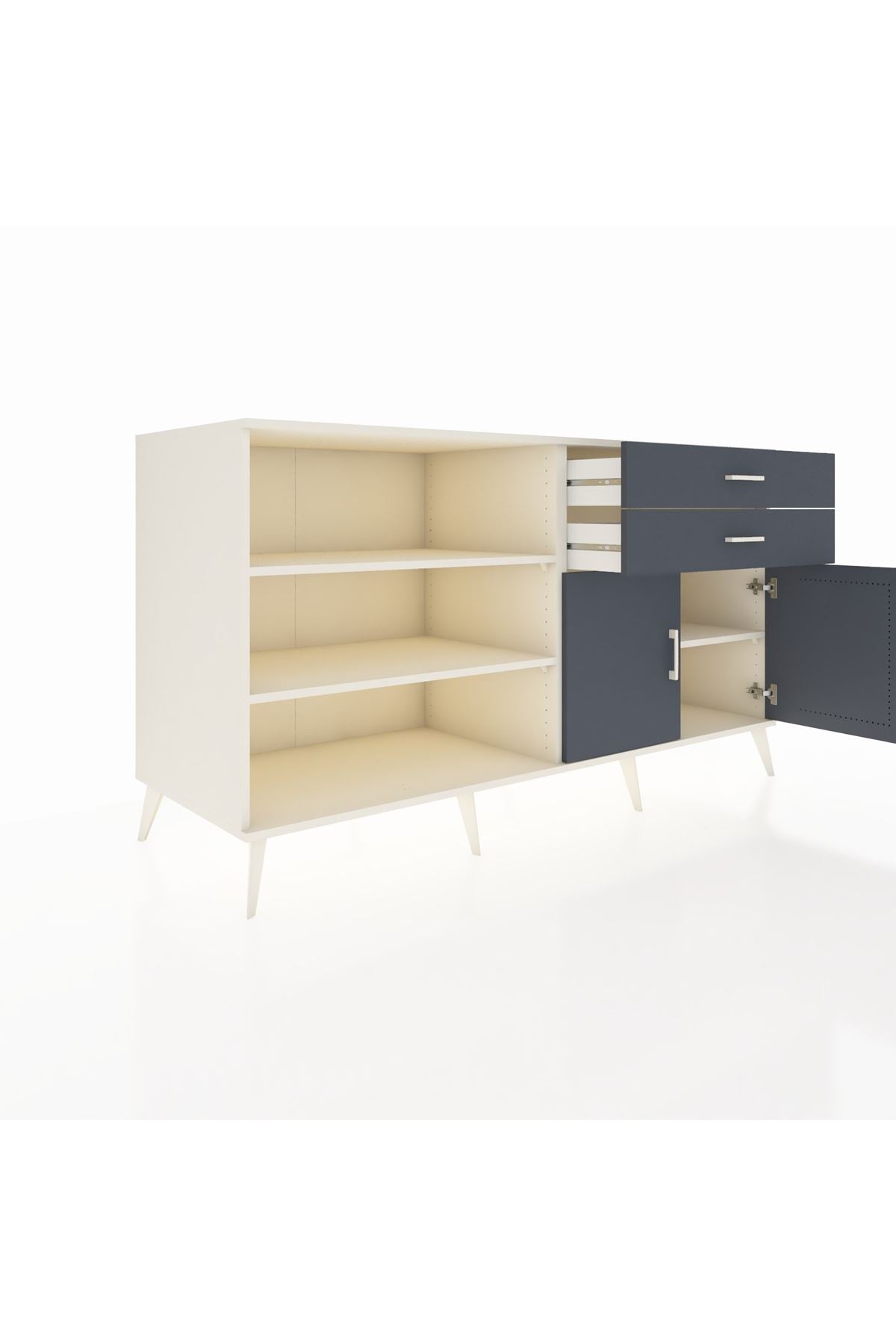 Kronos Konsol 3 Raflı 2 Çekmeceli 2 Kapaklı 176x59x99 Aytaşı-Antrasit