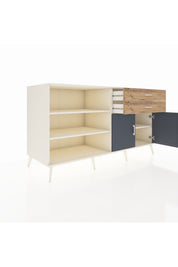 Kronos Konsol 3 Raflı 2 Çekmeceli 2 Kapaklı 176x59x99 Aytaşı-Antrasit/Çam