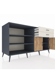 Kronos Konsol 3 Raflı 2 Çekmeceli 2 Kapaklı 176x59x99 Antrasit-Çam/Aytaşı