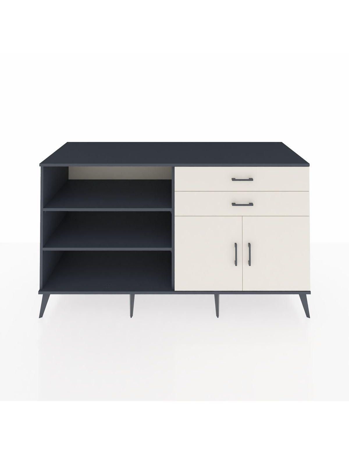 Kronos Konsol 3 Raflı 2 Çekmeceli 2 Kapaklı 176x59x99 Antrasit-Aytaşı