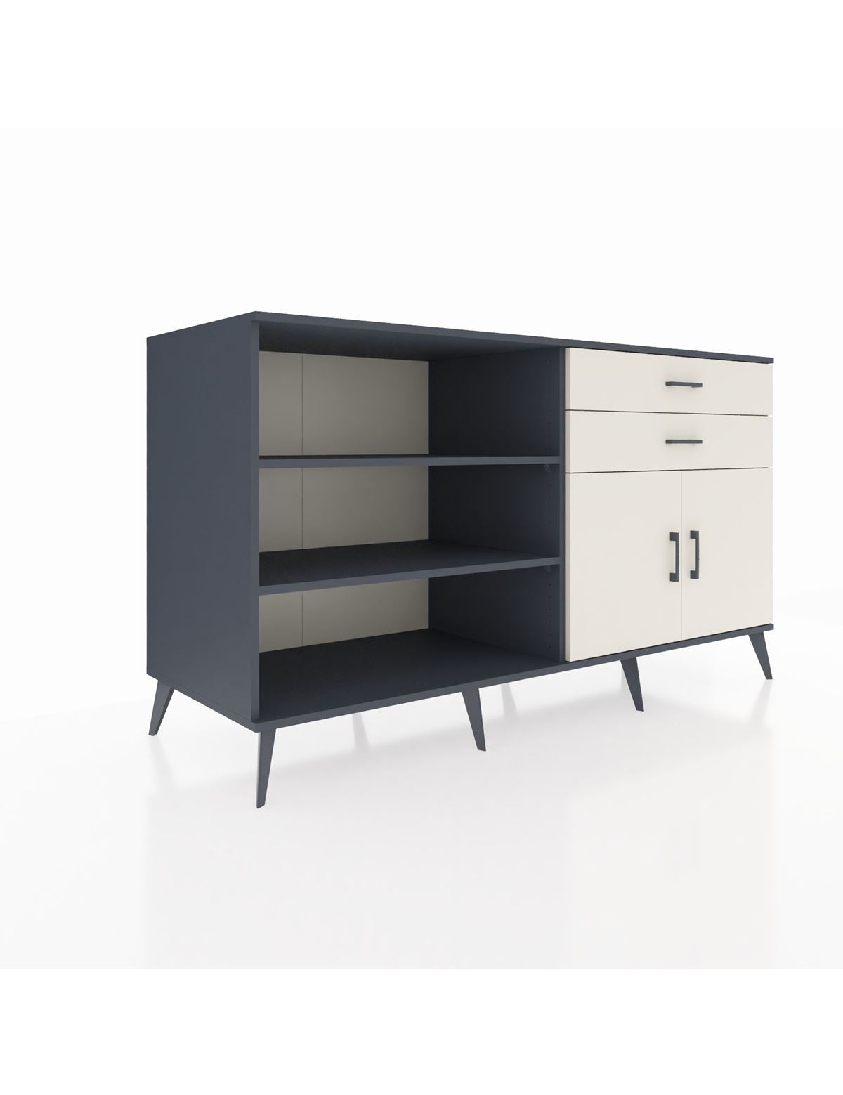 Kronos Konsol 3 Raflı 2 Çekmeceli 2 Kapaklı 176x59x99 Antrasit-Aytaşı