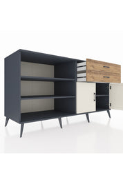 Kronos Konsol 3 Raflı 2 Çekmeceli 2 Kapaklı 176x59x99 Antrasit-Aytaşı/Çam