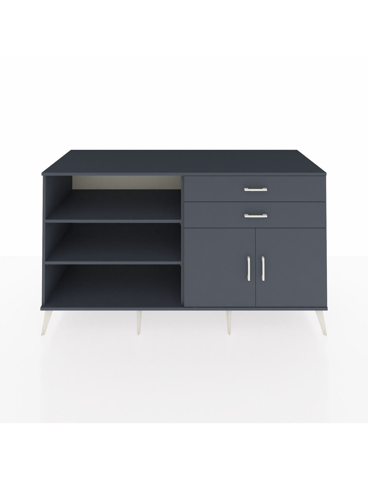 Kronos Konsol 3 Raflı 2 Çekmeceli 2 Kapaklı 176x59x99 Antrasit-Antrasit