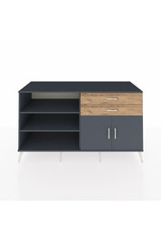 Kronos Konsol 3 Raflı 2 Çekmeceli 2 Kapaklı 176x59x99 Antrasit-Antrasit/Çam