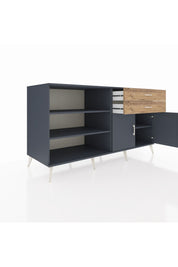 Kronos Konsol 3 Raflı 2 Çekmeceli 2 Kapaklı 176x59x99 Antrasit-Antrasit/Çam