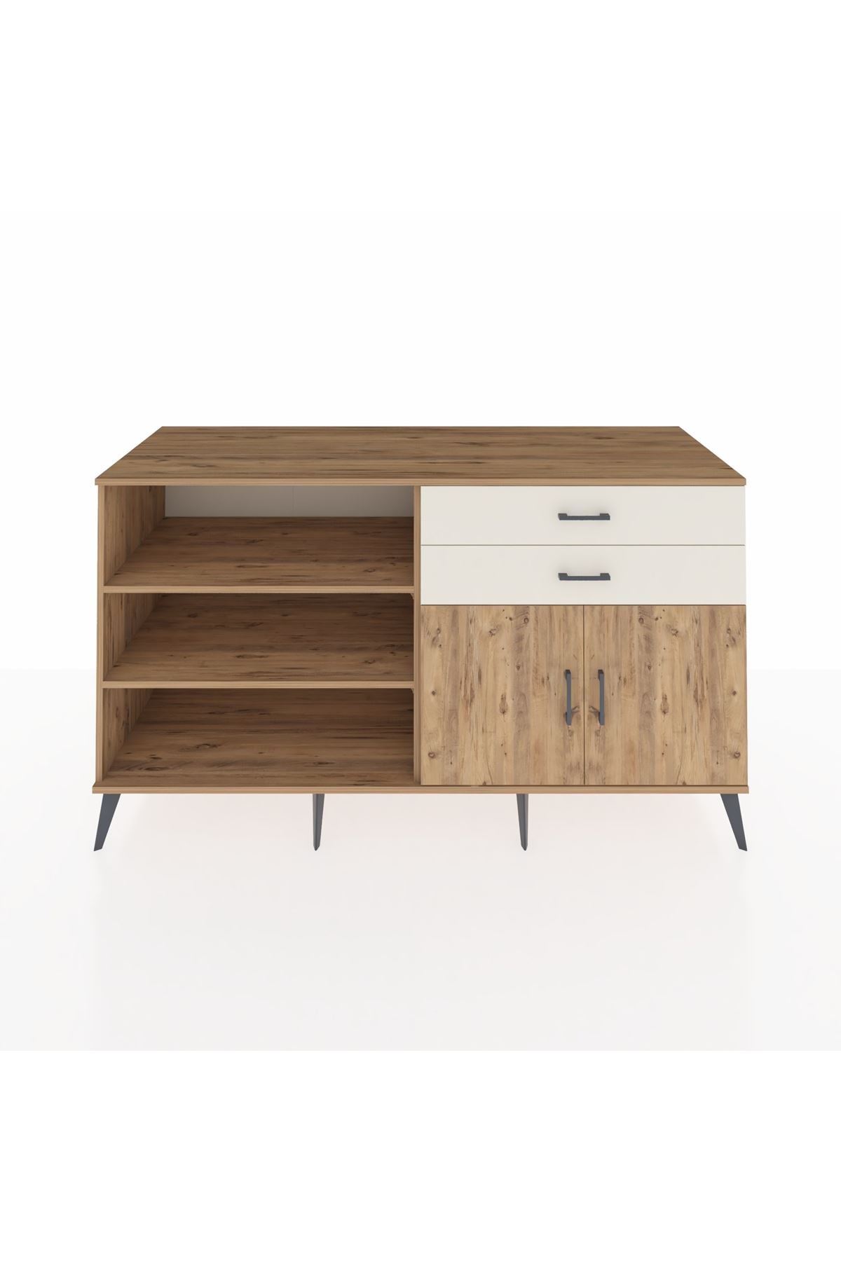 Kronos Konsol 3 Raflı 2 Çekmeceli 2 Kapaklı 176x59x99 Çam-Çam/Aytaşı
