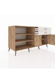 Kronos Konsol 3 Raflı 2 Çekmeceli 2 Kapaklı 176x59x99 Çam-Çam/Aytaşı
