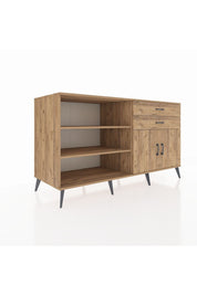 Kronos Konsol 3 Raflı 2 Çekmeceli 2 Kapaklı 176x59x99 Çam-Çam