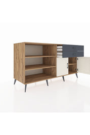 Kronos Konsol 3 Raflı 2 Çekmeceli 2 Kapaklı 176x59x99 Çam-Aytaşı/Antrasit
