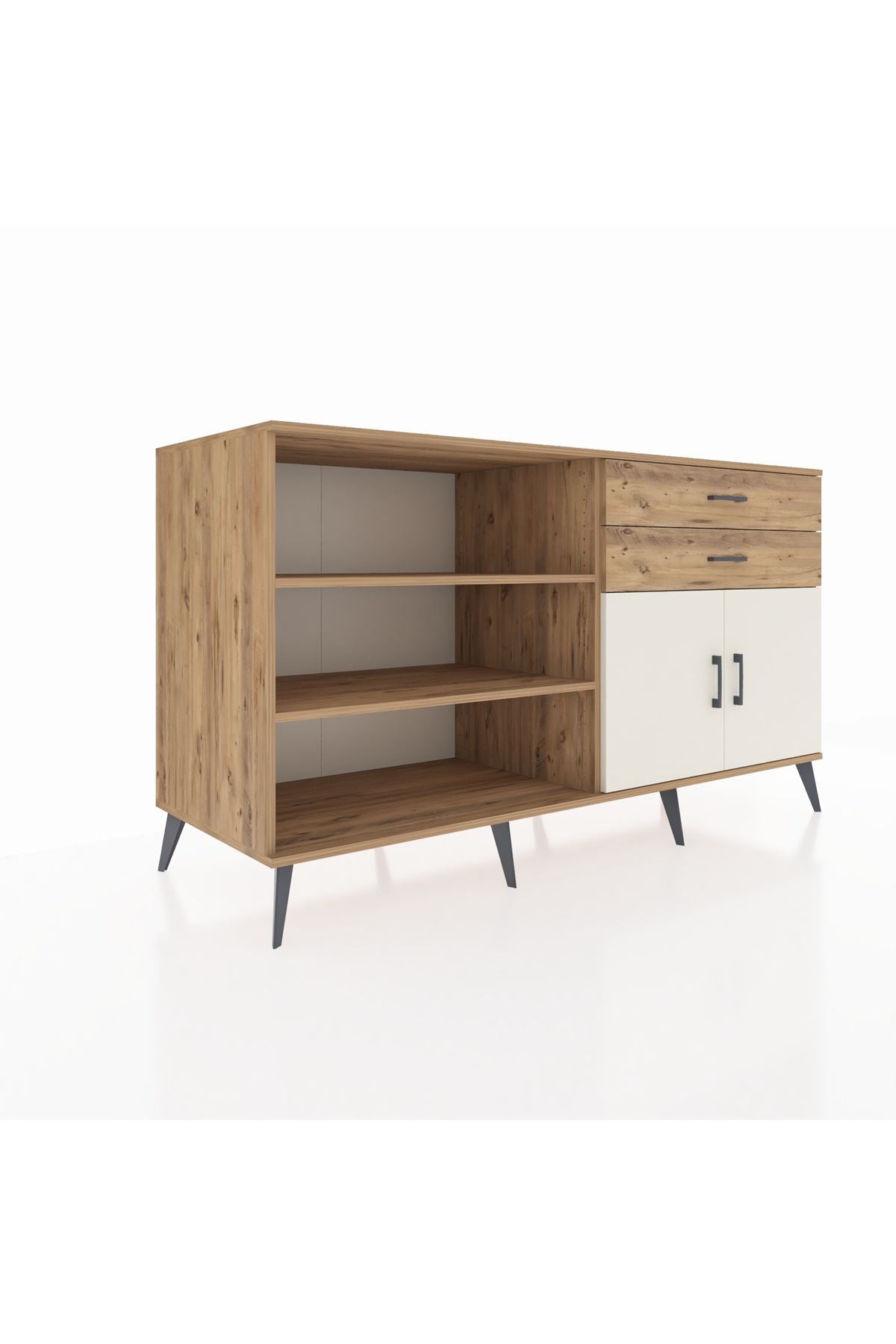 Kronos Konsol 3 Raflı 2 Çekmeceli 2 Kapaklı 176x59x99 Çam-Aytaşı/Çam