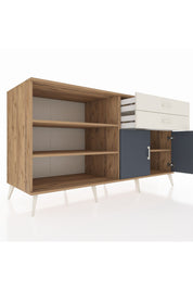 Kronos Konsol 3 Raflı 2 Çekmeceli 2 Kapaklı 176x59x99 Çam-Antrasit/Aytaşı