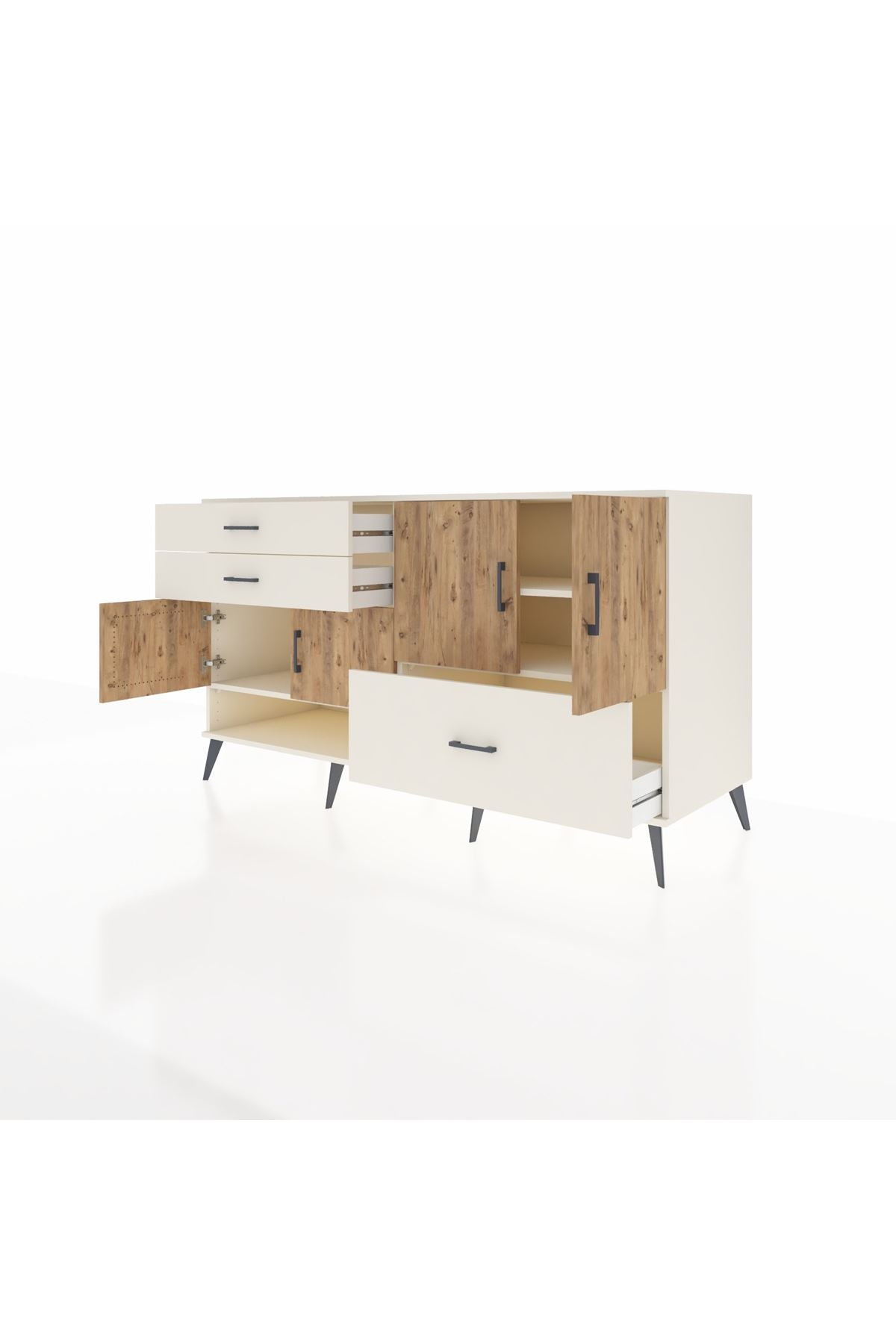 Kronos Konsol 3 Raflı 3 Çekmeceli 4 Kapaklı 176x59x99 Aytaşı-Çam/Aytaşı