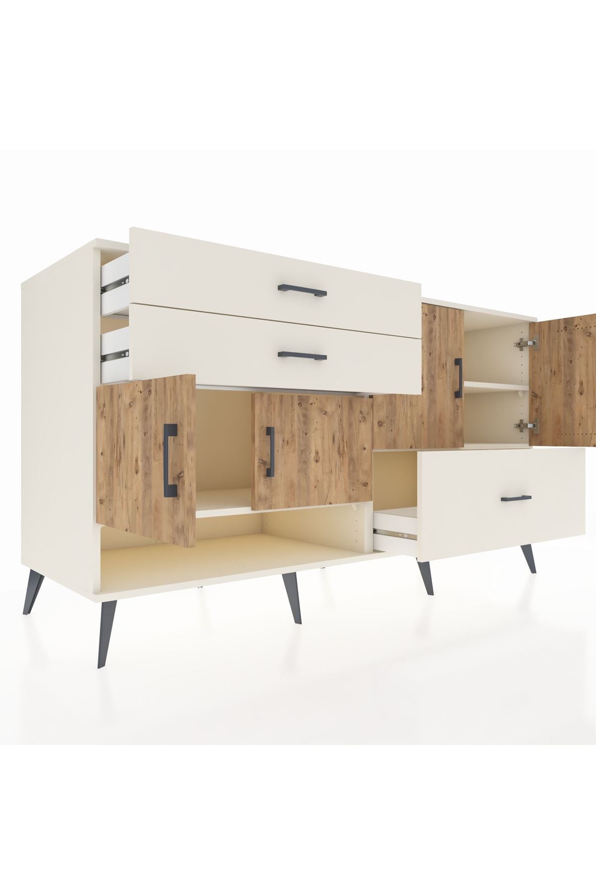 Kronos Konsol 3 Raflı 3 Çekmeceli 4 Kapaklı 176x59x99 Aytaşı-Çam/Aytaşı