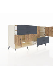 Kronos Konsol 3 Raflı 3 Çekmeceli 4 Kapaklı 176x59x99 Aytaşı-Çam/Antrasit